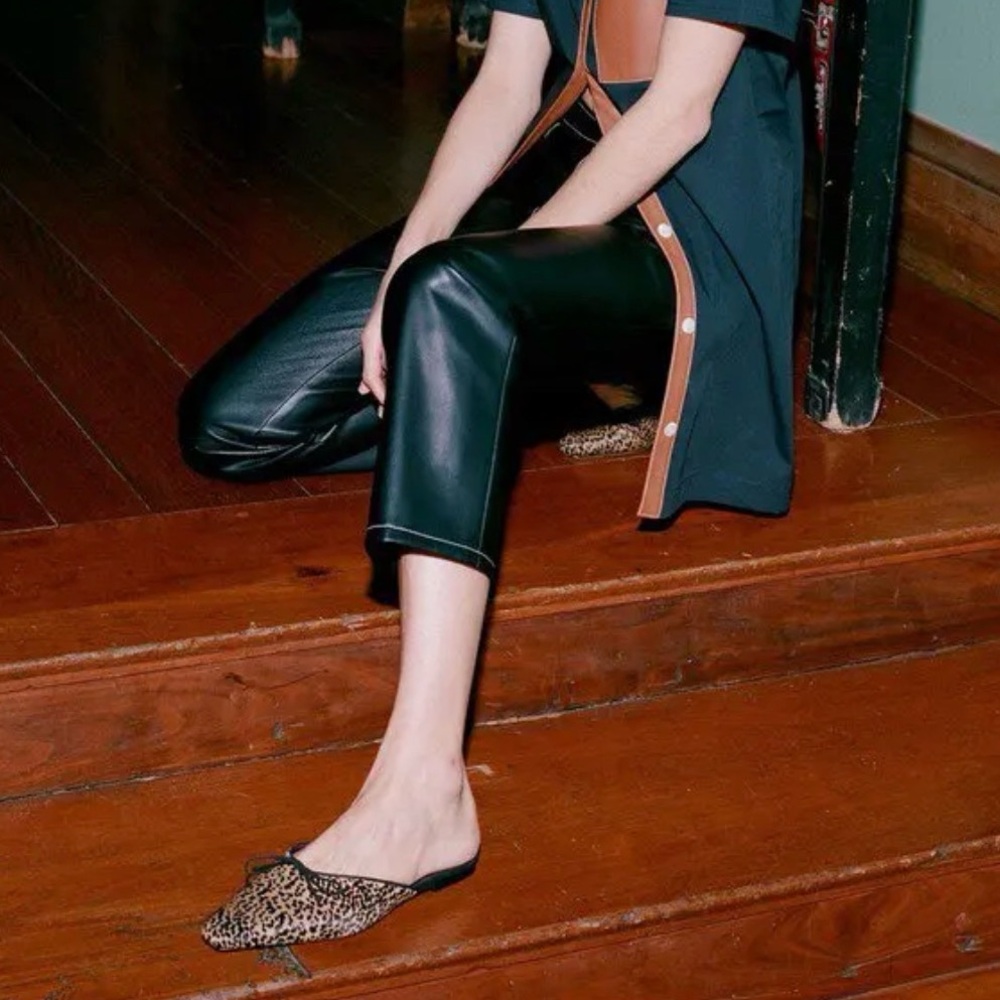 STAUD Gina Leopard Print Mules